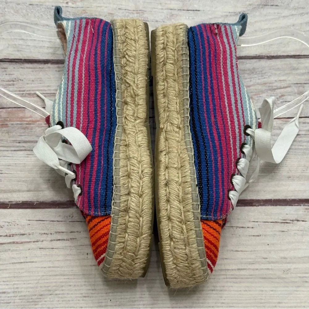 Manebi Striped Platform Striped Double Sole Espadrille Shoes Size 39 = US 9